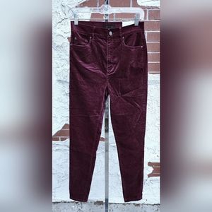New 2 women ANN TAYLOR velvet The Skinny highest rise stretch pants wine
